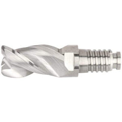 Kennametal - 16" Diam, 24mm LOC, 3 Flute 4mm Corner Radius End Mill Head - Solid Carbide, Uncoated, Duo-Lock 16 Connection, Spiral Flute, 38° Helix, Centercutting - Americas Industrial Supply