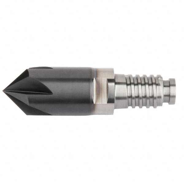Kennametal - 16mm Diam, 4mm LOC, 6mm Chamfer Width, 6 Flute 60° Corner Chamfer - Solid Carbide, AlTiN Finish, Duo-Lock 16 Connection, Spiral Flute, 0° Helix - Americas Industrial Supply