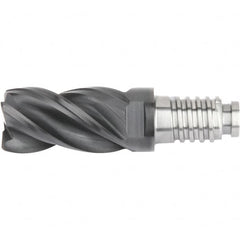 Kennametal - 25" Diam, 37.5mm LOC, 4 Flute 5mm Corner Radius End Mill Head - Solid Carbide, AlTiN Finish, Duo-Lock 25 Connection, Spiral Flute, 39° Helix, Centercutting - Americas Industrial Supply