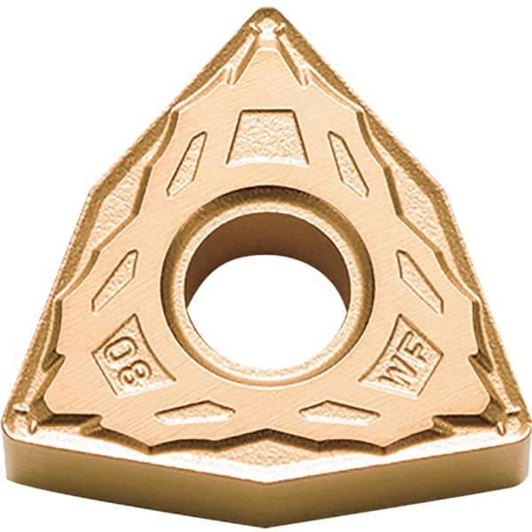 Kyocera - WNMG432 WF Grade CA025P Carbide Turning Insert - TiCN/Al2O3/TiN Finish, 80° Trigon, 1/2" Inscr Circle, 3/16" Thick, 1/32" Corner Radius - Americas Industrial Supply