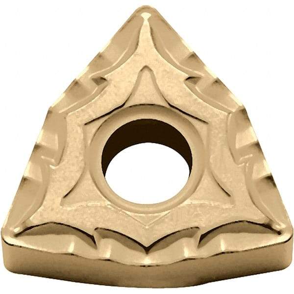 Kyocera - WNMG433 CQ Grade CA025P Carbide Turning Insert - TiCN/Al2O3/TiN Finish, 80° Trigon, 1/2" Inscr Circle, 3/16" Thick, 3/64" Corner Radius - Americas Industrial Supply