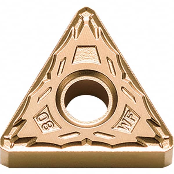 Kyocera - TNMX332 WF Grade CA025P Carbide Turning Insert - TiCN/Al2O3/TiN Finish, 60° Triangle, 3/8" Inscr Circle, 3/16" Thick, 1/32" Corner Radius - Americas Industrial Supply