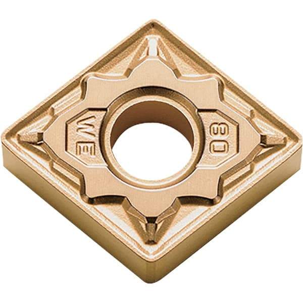 Kyocera - CNMG431 WE Grade CA025P Carbide Turning Insert - TiCN/Al2O3/TiN Finish, 80° Diamond, 1/2" Inscr Circle, 3/16" Thick, 1/64" Corner Radius - Americas Industrial Supply