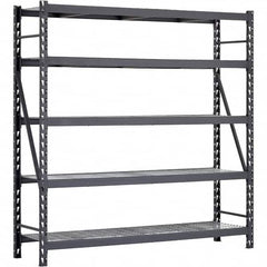 Edsal - 5 Shelf Starter Unit Wire Deck Open Steel Shelving - 7,500 Lb Capacity, 90" Wide x 90" High x 24" Deep, Black - Americas Industrial Supply