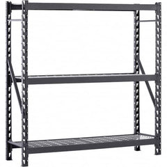 Edsal - 3 Shelf Starter Unit Wire Deck Open Steel Shelving - 4,500 Lb Capacity, 77" Wide x 72" High x 24" Deep, Black - Americas Industrial Supply