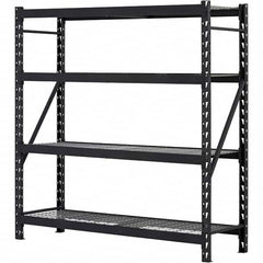 Edsal - 4 Shelf Starter Unit Wire Deck Open Steel Shelving - 6,000 Lb Capacity, 77" Wide x 78" High x 24" Deep, Black - Americas Industrial Supply