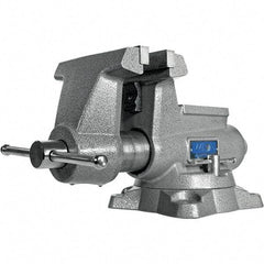 Wilton - 6-1/2" Jaw Width, 6-1/2" Opening Capacity, 4-3/8" Throat Depth, Iron Swivel Bench Vise - Double Lockdown Base Attachment, Anvil, 19-19/64" Long x 11" Wide x 9-13/32" High - Americas Industrial Supply
