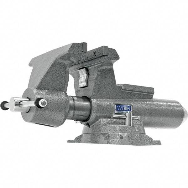 Wilton - 10" Jaw Width, 12" Opening Capacity, 5-1/4" Throat Depth, Iron Swivel Bench Vise - Double Lockdown Base Attachment, Anvil, 28-45/64" Long x 12-39/64" Wide x 11-51/64" High - Americas Industrial Supply