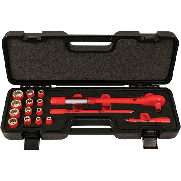 Wiha - 16 Piece Adjustable Torque Wrench & Socket Set - Americas Industrial Supply