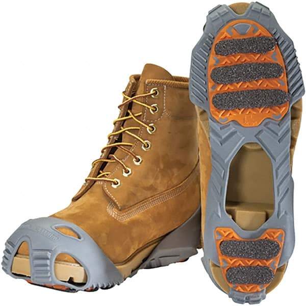 Winter Walking - Size 5-6.5, (Women's Size 7-8.5) Overshoe Cleat - Grit Traction, Orange & Gray - Americas Industrial Supply