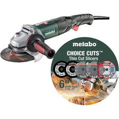 Metabo - 6" Wheel Diam, 9,600 RPM, Corded Angle & Disc Grinder - 5/8-11 Spindle, 120 Volts, 13.2 Amps - Americas Industrial Supply