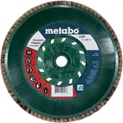 Metabo - 40 Grit, 6" Disc Diam, 5/8-11 Center Hole, Type 29 Ceramic Flap Disc - 10,200 Max RPM, Plastic Backing, Arbor Attaching System, Coated - Americas Industrial Supply