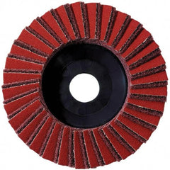 Metabo - 40 Grit, 5" Disc Diam, 7/8" Center Hole, Type 29 Aluminum Oxide Flap Disc - 12,225 Max RPM, Fiberglass Backing, Arbor Attaching System, Coated & Non-Woven Combo - Americas Industrial Supply