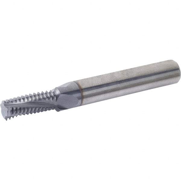 Vargus - 1/8-27 NPT, 7.5mm Cutting Diam, 4 Flute, Solid Carbide Helical Flute Thread Mill - Internal/External Thread, 9.4mm LOC, 63mm OAL, 8mm Shank Diam - Americas Industrial Supply