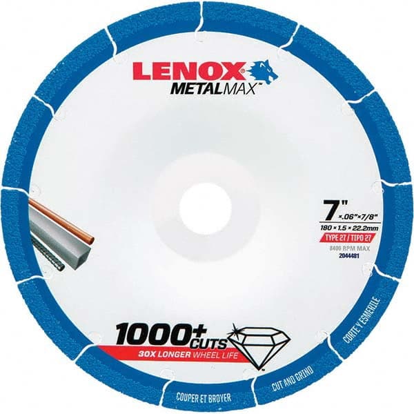 Lenox - Depressed-Center Wheels Wheel Diameter (Inch): 7 Wheel Thickness (Decimal Inch): 0.0600 - Americas Industrial Supply