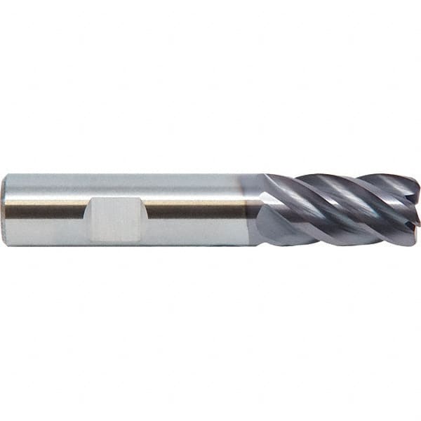 M.A. Ford - 9/16", 1-1/8" LOC, 9/16" Shank Diam, 3-1/2" OAL, 5 Flute, Solid Carbide Square End Mill - Single End, ALtima Finish, Spiral Flute, 38° Helix, Centercutting, Right Hand Cut, Right Hand Flute - Americas Industrial Supply
