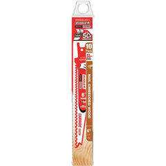 Freud - 6" Long x 1" Thick, Carbide Reciprocating Saw Blade - Tapered Profile, 6 Carbide TPI, Toothed Edge, Tang Shank - Americas Industrial Supply