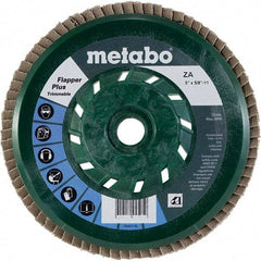 Metabo - 60 Grit, 5" Disc Diam, 5/8-11 Center Hole, Type 29 Zirconia Alumina Flap Disc - 12,200 Max RPM, Plastic Backing, Arbor Attaching System, Coated - Americas Industrial Supply