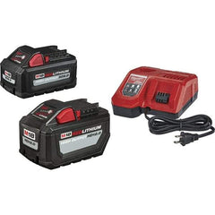 Milwaukee Tool - 18 Volt, 2 Battery Lithium-Ion Power Tool Charger - AC Wall Outlet Power Source, Batteries Included - Americas Industrial Supply