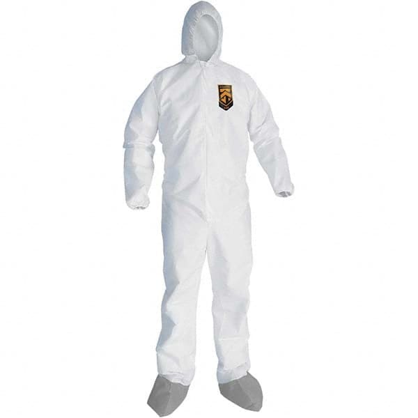 KleenGuard - Size 3XL Microporous Film Laminate General Purpose Coveralls - White, Zipper Closure, Elastic Cuffs, with Boots, Serged Seams - Americas Industrial Supply