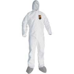 KleenGuard - Size 3XL Microporous Film Laminate General Purpose Coveralls - White, Zipper Closure, Elastic Cuffs, with Boots, Serged Seams - Americas Industrial Supply