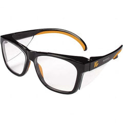 KleenGuard - Clear Lenses, Framed Safety Glasses - Anti-Reflective, Scratch Resistant, Black Frame, Size Universal, Wrap Around - Americas Industrial Supply