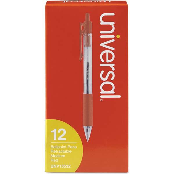 UNIVERSAL - Pens & Pencils Type: Comfort Grip Retractable Pen Color: Red - Americas Industrial Supply