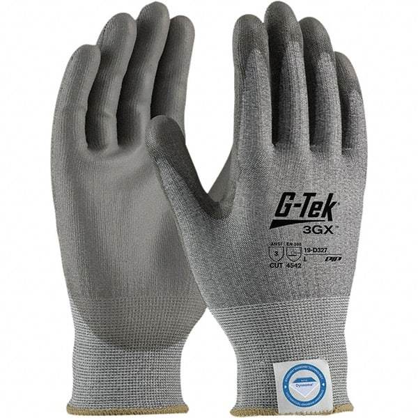 PIP - Size L, ANSI Cut Lvl A3, Puncture Lvl 2, Abrasion Lvl 4, Polyurethane Coated Dyneema Diamond Technology Cut Resistant Gloves - Palm & Fingers Coated, Knit Wrist, Gray, Paired - Americas Industrial Supply