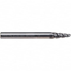 Emuge - 6° Taper Angle per Side, 3mm Small End Diam, 20mm LOC, Solid Carbide 3 Flute Tapered Ball End Mill - AlCr Finish, 62mm OAL, 6mm Shank Diam, Spiral Flute, 45° Helix - Americas Industrial Supply