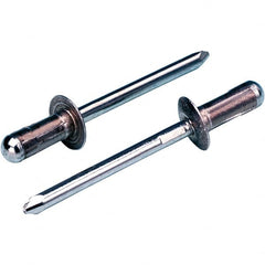 STANLEY Engineered Fastening - Size 6 Dome Head Aluminum Open End Blind Rivet - Steel Mandrel, 0.063" to 0.248" Grip, 3/16" Head Diam, 0.1929" to 0.198" Hole Diam, 2.832" Body Diam - Americas Industrial Supply