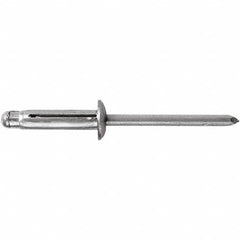 STANLEY Engineered Fastening - Size 6 Dome Head Aluminum Open End Blind Rivet - Aluminum Mandrel, 0.157" to 0.472" Grip, 3/16" Head Diam, 0.197" to 0.207" Hole Diam, - Americas Industrial Supply