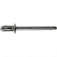 STANLEY Engineered Fastening - Size 6 Dome Head Stainless Steel Open End Blind Rivet - Steel Mandrel, 0.0591" to 0.1378" Grip, 3/16" Head Diam, 0.1929" to 0.2008" Hole Diam, 3.2" Body Diam - Americas Industrial Supply