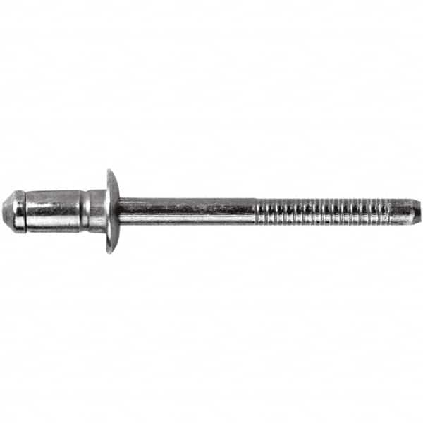 STANLEY Engineered Fastening - Size 6 Dome Head Steel Open End Blind Rivet - Steel Mandrel, 0.1378" to 0.2362" Grip, 3/16" Head Diam, 0.1929" to 0.2008" Hole Diam, 3.2" Body Diam - Americas Industrial Supply