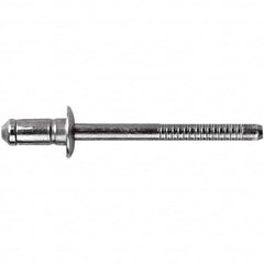 STANLEY Engineered Fastening - Size 6 Dome Head Steel Open End Blind Rivet - Steel Mandrel, 0.1378" to 0.2362" Grip, 3/16" Head Diam, 0.1929" to 0.2008" Hole Diam, 3.2" Body Diam - Americas Industrial Supply