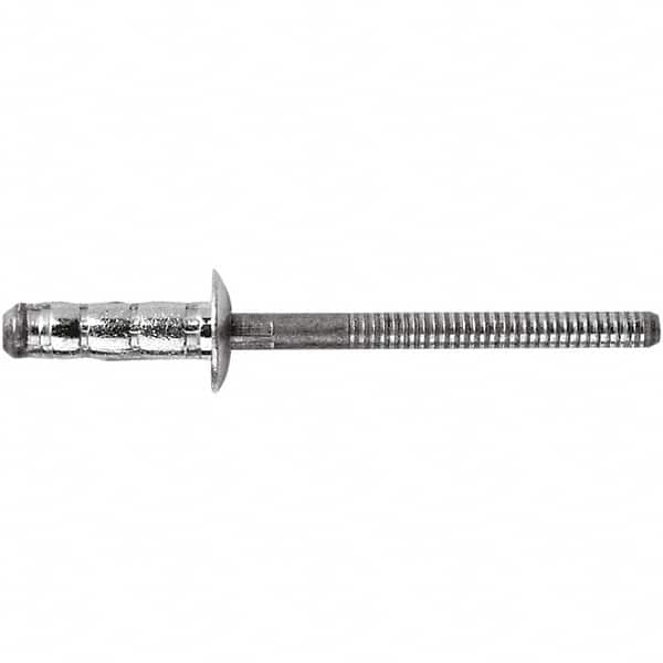 STANLEY Engineered Fastening - Size 6 Dome Head Steel Multi Grip Blind Rivet - Steel Mandrel, 1/4" to 1/2" Grip, 3/16" Head Diam, 0.1921" to 0.1961" Hole Diam, 3" Body Diam - Americas Industrial Supply