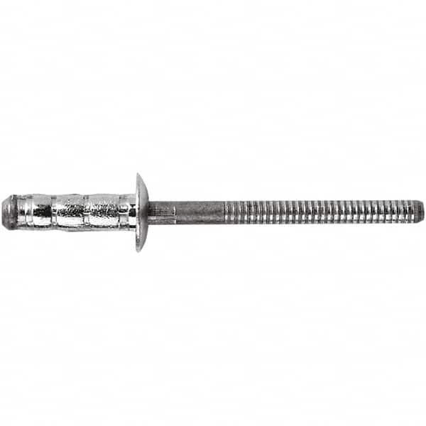 STANLEY Engineered Fastening - Size 6 Dome Head Steel Multi Grip Blind Rivet - Steel Mandrel, 0.0598" to 1/4" Grip, 3/16" Head Diam, 0.1921" to 0.1961" Hole Diam, 3" Body Diam - Americas Industrial Supply