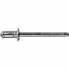 STANLEY Engineered Fastening - Size 6 Dome Head Steel Open End Blind Rivet - Steel Mandrel, 0.0591" to 0.1378" Grip, 3/16" Head Diam, 0.1929" to 0.2008" Hole Diam, 3.2" Body Diam - Americas Industrial Supply