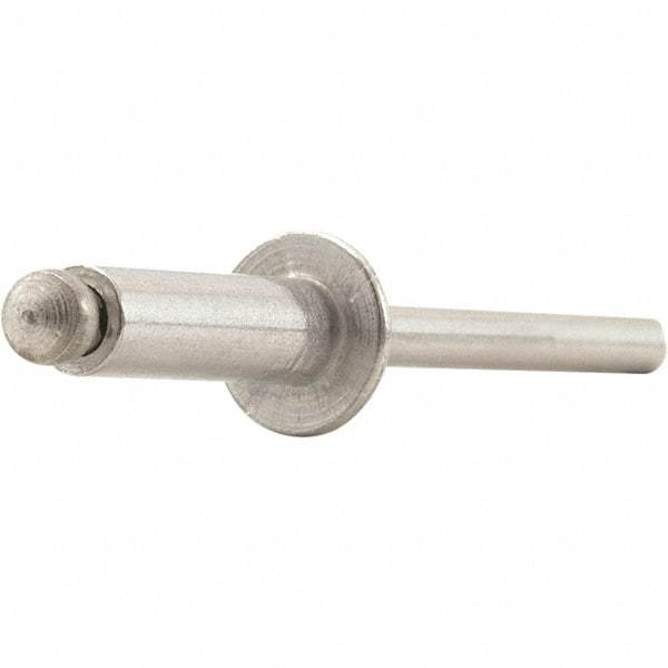 STANLEY Engineered Fastening - Size 4 Dome Head Aluminum Open End Blind Rivet - Aluminum Mandrel, 0.188" to 1/4" Grip, 1/8" Head Diam, 0.129" to 0.133" Hole Diam, 0.078" Body Diam - Americas Industrial Supply