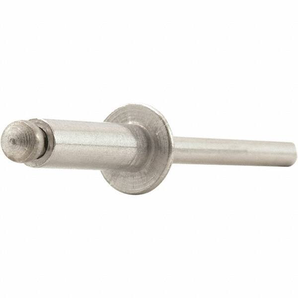 STANLEY Engineered Fastening - Size 4 Dome Head Aluminum Open End Blind Rivet - Aluminum Mandrel, 1/4" Max Grip, 1/8" Head Diam, 0.129" to 0.133" Hole Diam, - Americas Industrial Supply