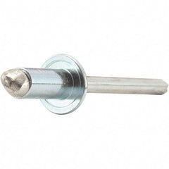 STANLEY Engineered Fastening - Size 5 Dome Head Steel Open End Blind Rivet - Steel Mandrel, 0.251" to 3/8" Grip, 5/32" Head Diam, 0.16" to 0.164" Hole Diam, 0.097" Body Diam - Americas Industrial Supply