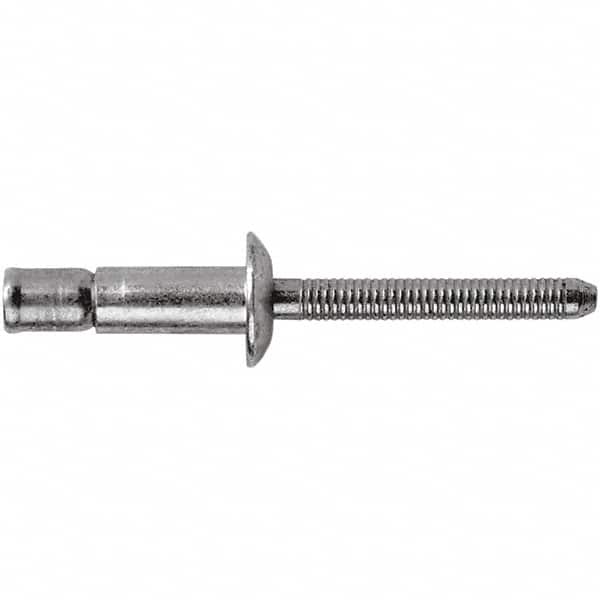 STANLEY Engineered Fastening - Size 8 Dome Head Stainless Steel Structural with Locking Stem Blind Rivet - Stainless Steel Mandrel, 0.08" to 3/8" Grip, 1/4" Head Diam, 0.261" to 0.276" Hole Diam, 0.162" Body Diam - Americas Industrial Supply