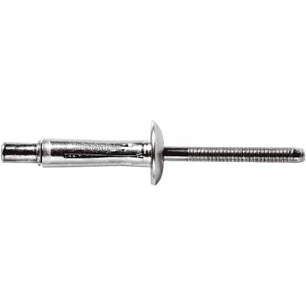 STANLEY Engineered Fastening - Size 6 Dome Head Aluminum Structural with Locking Stem Blind Rivet - Aluminum Mandrel, 0.187" to 3/8" Grip, 3/16" Head Diam, 0.204" to 0.209" Hole Diam, 0.103" Body Diam - Americas Industrial Supply