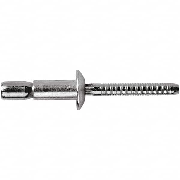 STANLEY Engineered Fastening - Size 8 Dome Head Steel Structural with Locking Stem Blind Rivet - Steel Mandrel, 0.08" to 3/8" Grip, 1/4" Head Diam, 0.261" to 0.276" Hole Diam, 0.153" Body Diam - Americas Industrial Supply