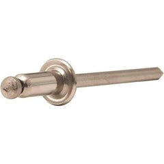 STANLEY Engineered Fastening - Size 5 Dome Head Stainless Steel Open End Blind Rivet - Steel Mandrel, 0.188" to 1/4" Grip, 5/32" Head Diam, 0.16" to 0.164" Hole Diam, 0.097" Body Diam - Americas Industrial Supply