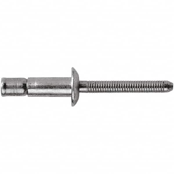 STANLEY Engineered Fastening - Size 8 Dome Head Steel Structural with Locking Stem Blind Rivet - Steel Mandrel, 0.08" to 3/8" Grip, 1/4" Head Diam, 0.261" to 0.276" Hole Diam, 0.162" Body Diam - Americas Industrial Supply