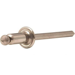 STANLEY Engineered Fastening - Size 5 Dome Head Stainless Steel Open End Blind Rivet - Steel Mandrel, 0.063" to 1/8" Grip, 5/32" Head Diam, 0.16" to 0.164" Hole Diam, 0.097" Body Diam - Americas Industrial Supply