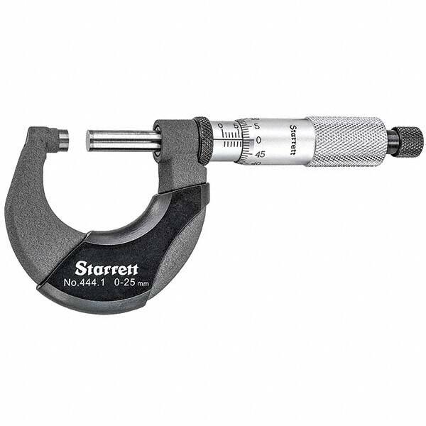 Starrett - Mechanical Outside Micrometers Minimum Measurement (mm): 0.00 Maximum Measurement (mm): 25.00 - Americas Industrial Supply