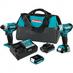 Makita - 12 Volt Cordless Tool Combination Kit - Includes Impact Driver, 3/8" Compact Impact Wrench & Flashlight, Lithium-Ion Battery Included - Americas Industrial Supply