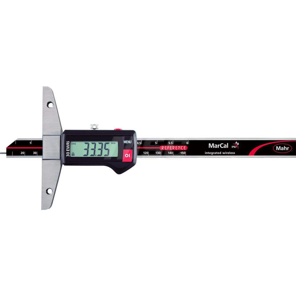 Mahr - Electronic Depth Gages; Minimum Measurement (mm): 0 ; Minimum Measurement (Decimal Inch): 0 ; Maximum Measurement (Decimal Inch): 12 ; Maximum Measurement (mm): 300 ; Resolution (mm): 0.01 ; Resolution (Decimal Inch): 0.0005 - Exact Industrial Supply