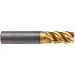 Emuge - 12mm Diam, Fine Pitch, 26mm LOC, 4 Flute Solid Carbide 3mm Corner Radius Roughing End Mill - TiN/TiAlN Finish, 83mm OAL, 12mm Shank Diam, Single End, Extended Reach, 45° Helix - Americas Industrial Supply